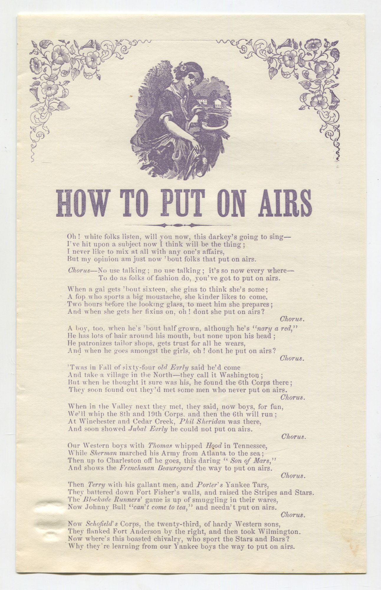 Song Sheet How To Put On Airs Song sheet how to put on airs